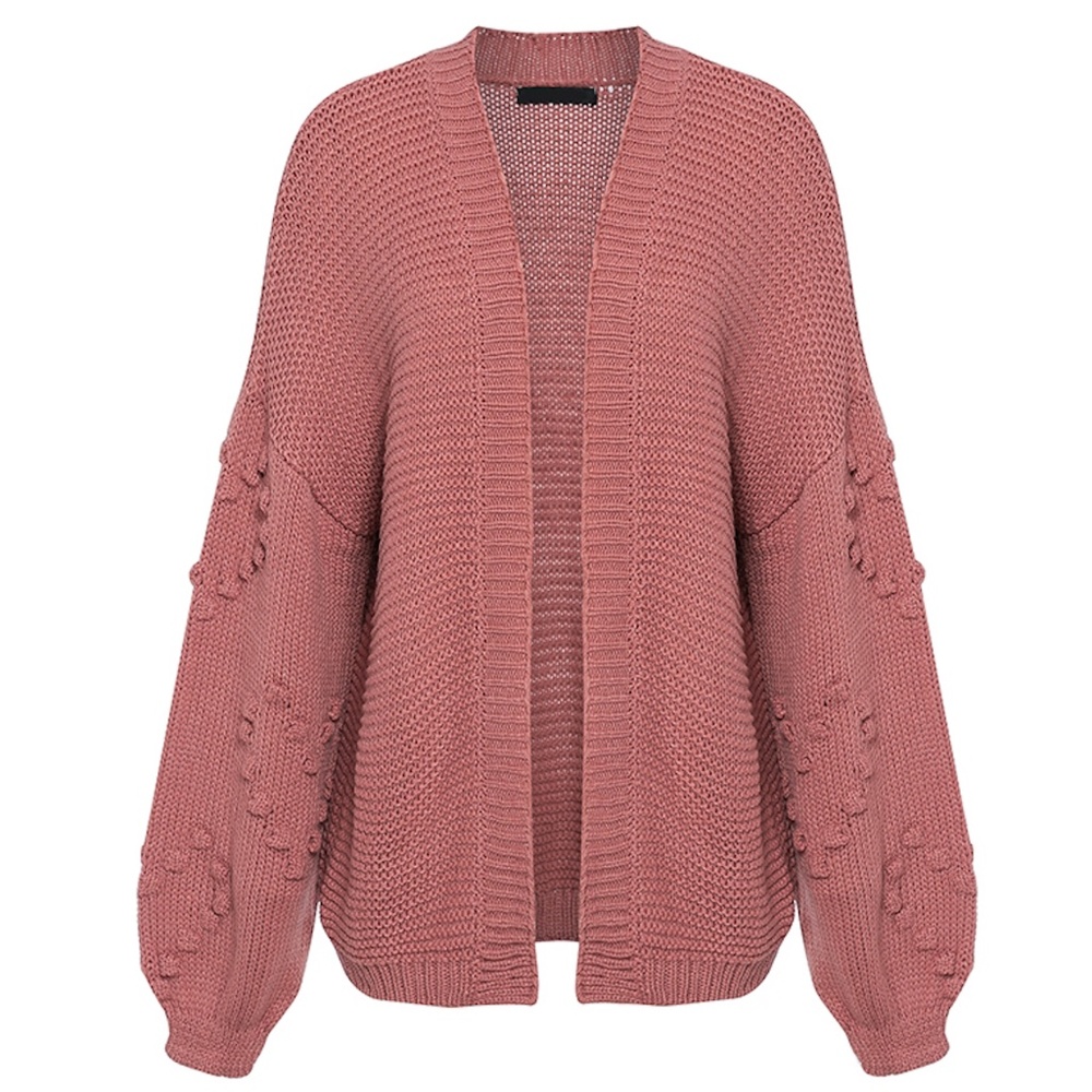 Pom Pom Hearts Berry Pink Oversized Cardigan - Picture 6 of 12